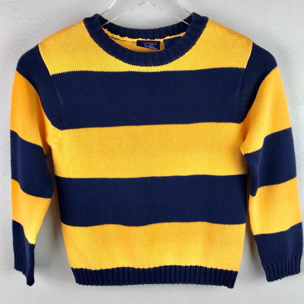 Unisex Kid’s Navy and Yellow Striped Sweater